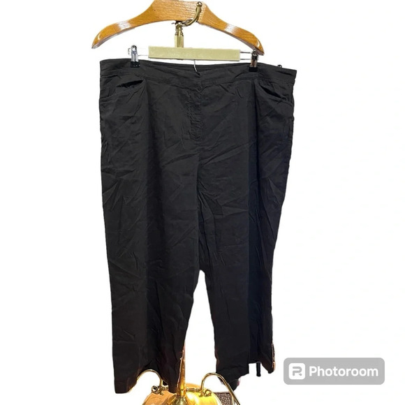 EILEEN FISHER ~ Chocolate Brown Linen Wide Leg Pants with Pockets 2X - Picture 1 of 11